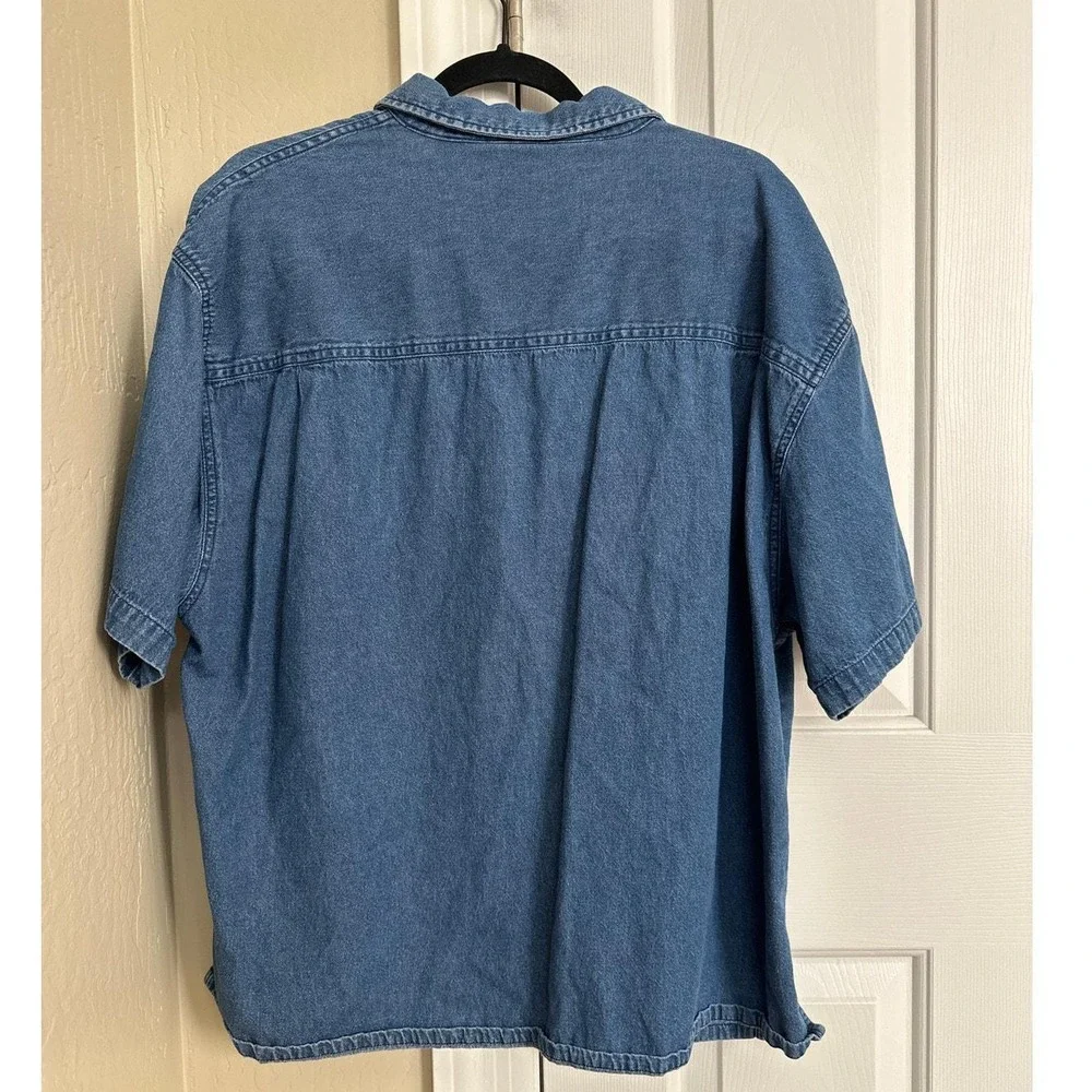 Vintage Mandal Bay BBQ Embroidered Denim Shirt - XL - Rare 90s Kitschy Vintage - Picture 5 of 7